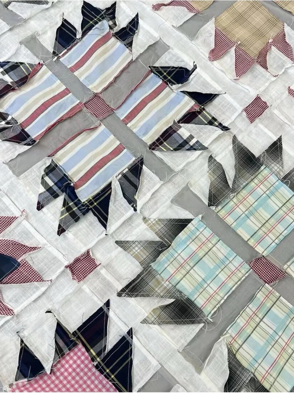 Handmade Heritage Plaid Paws Cotton Queen size Patchwork quilt top/topper